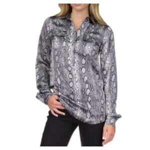 Michael Kors Women's Snakeskin Print Tunic Top Medium Long Sleeve